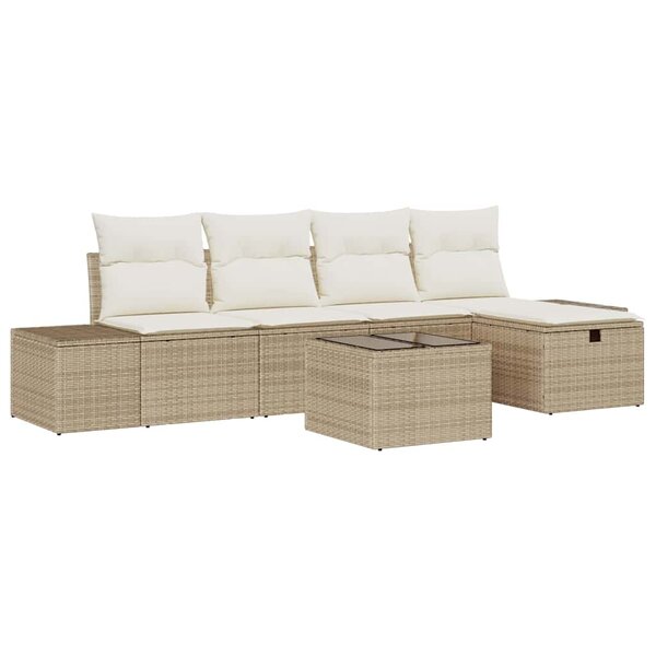 vidaXL Ensemble de canapé de jardin 6 Pièces Beige 55 x 62 x 69 cm