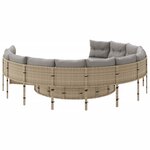 vidaXL Canapé de jardin avec coussins rond beige résine tressée
