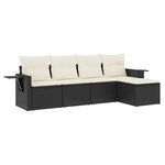 vidaXL Salon de jardin 5 Pièces avec coussins noir résine tressée