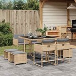 vidaXL Ensemble à manger de jardin et coussins 9 Pièces mélange beige