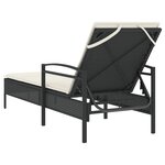 vidaXL Chaise longue avec coussin noir 63x200x81 cm résine tressée