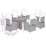 vidaXL Ensemble à manger de jardin et coussins 7 Pièces beige poly rotin