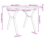 vidaXL Table à manger cadre en Y 90x90x75 5cm bois de pin massif fonte