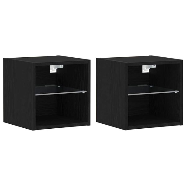vidaXL Meuble TV 2 Pièces Noir 30 x 28 5 x 30 cm Bois d'ingénierie