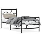 vidaXL Cadre de lit métal avec tête de lit/pied de lit noir 75x190 cm