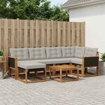 vidaXL Ensemble de canapés d'extérieur 7 Pièces Naturel et gris clair