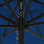 Parasol carré pour le jardin vidaXL avec lumières LED 295x245 cm Bleu azur