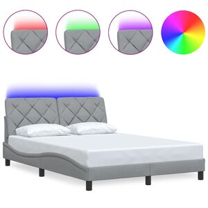 vidaXL Cadre de lit avec LED sans matelas gris clair 140x200 cm tissu