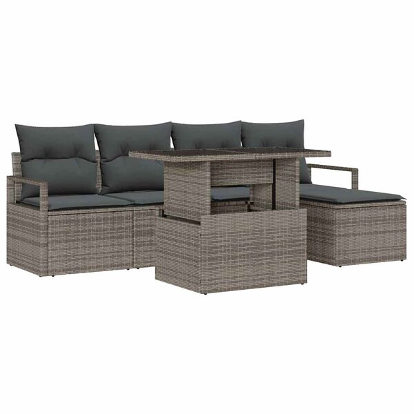 vidaXL Ensemble de canapé de jardin avec coussin 6 Pièces Gris