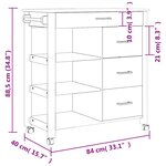 vidaXL Chariot de cuisine MONZA 84x40x88 5 cm bois massif de pin