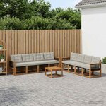 vidaXL Ensemble de canapés d'extérieur 9 Pièces Naturel et gris clair