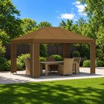 vidaXL Pavillon 4 × 3 m Taupe Polyester et Acier 190 gsm