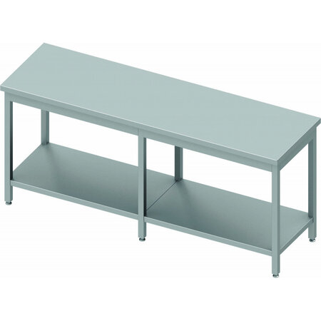 Table inox professionnelle sans dosseret - avec etagère - profondeur 600 - stalgast -  - inox2400x600 x600xmm