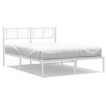 vidaXL Cadre de lit métal avec tête de lit blanc 120x190 cm
