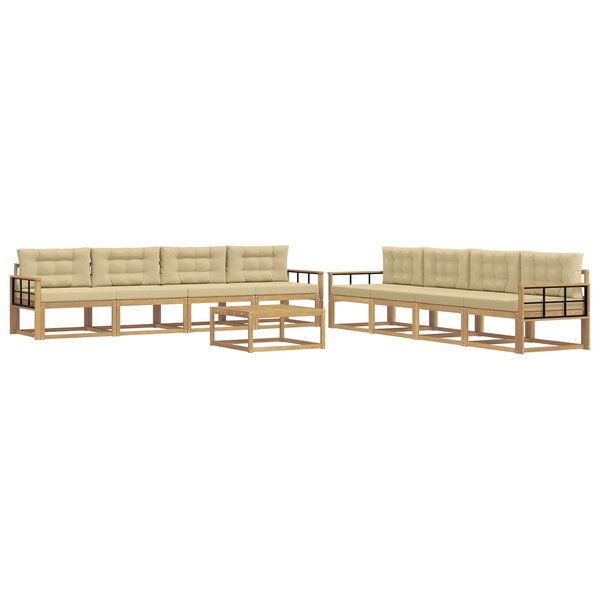 vidaXL Ensemble de canapés d'extérieur 9 Pièces Blanc et Beige