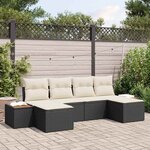 vidaXL Ensemble de canapé de jardin avec coussin 6 Pièces Noir et crème