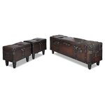 vidaXL Ensemble de bancs de rangement 3 Pièces Marron