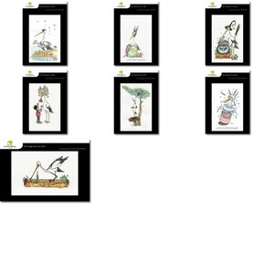 Lot de 7 cartes postales - cigogne humoristique 2 - dessins nicolas mengus
