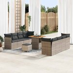 vidaXL Ensemble de canapé de jardin 11 Pièces Gris 80 x 80 x 71 cm