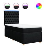 vidaXL Sommier à lattes de lit avec matelas Noir 90x190 cm Tissu