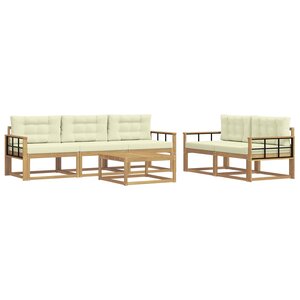 vidaXL Ensemble de canapés d'extérieur 6 pc Blanc et crème