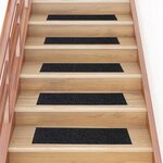 vidaXL Tapis d'escalier autocollants 30 pièces 76 x 20 cm Noir Rectangulaire
