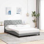 vidaXL Cadre de lit avec LED sans matelas gris clair 140x190 cm tissu