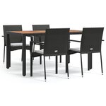 vidaXL Ensemble à manger de jardin coussins 5Pièces Noir Résine tressée