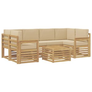 vidaXL Ensemble de canapés d'extérieur 7 pc Blanc et Beige Polyester
