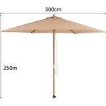 Parasol en bois rond et polyester 160g/m² - Arc 3 m - Beige taupe