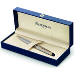Waterman  expert stylo bille   acier inoxydable  recharge bleue pointe moyenne  coffret cadeau