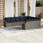 vidaXL Salon de jardin 10 Pièces avec coussins gris résine tressée