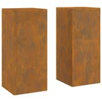 vidaXL Supports de Plante Extérieur Pilier 2 Pièces 24x24x55 cm Acier Corten