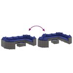 vidaXL Salon de jardin avec coussins 10 Pièces gris résine tressée