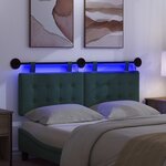 vidaXL Tête de lit suspendue Avec lumière LED Vert foncé Tissu