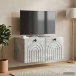 vidaXL Meuble TV mural Gris béton 59 5 x 31 x 30 cm Bois d'ingénierie