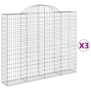 vidaXL Paniers à gabions arqués 3 Pièces 200x30x160/180 cm Fer galvanisé