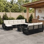 vidaXL Ensemble de canapé de jardin 11 pc Noir et blanc crème