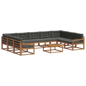 vidaXL Ensemble de canapés d'extérieur 10 Pièces Naturel et Anthracite