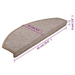 vidaXL Tapis d'escalier 10 pièces 65 x 24 x 4 cm Marron clair Demi-rond Grand