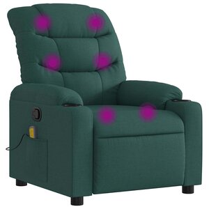 vidaXL Fauteuil de massage inclinable Vert foncé Tissu