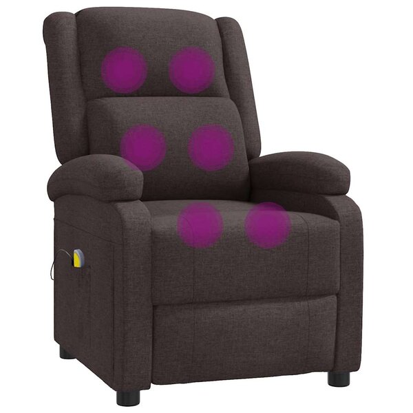 vidaXL Fauteuil de massage Marron foncé Tissu