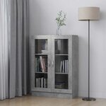 vidaXL Armoire à vitrine Gris béton 82 5x30 5x115 cm Bois d'ingénierie