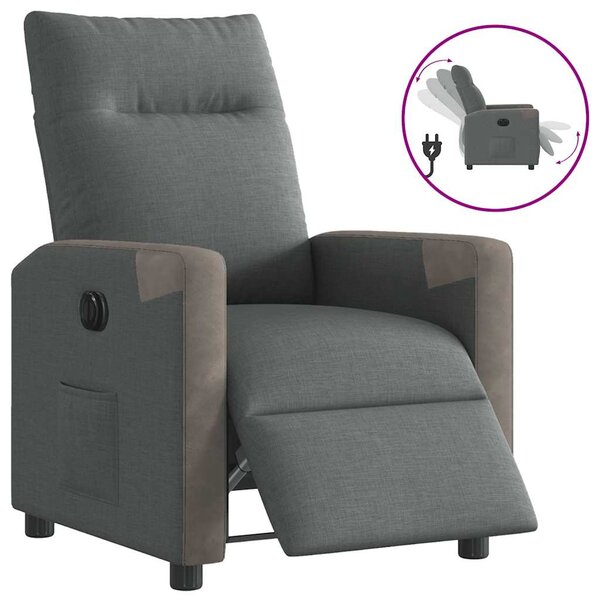 vidaXL Fauteuil inclinable électrique Gris foncé Tissu