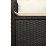 vidaXL Chaise inclinable de jardin avec coussins noir résine tressée
