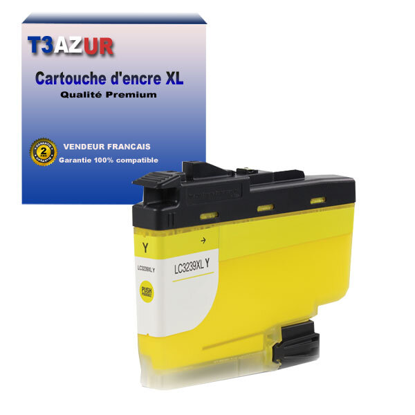 T3AZUR- Cartouche compatible avec Brother LC3239 XL Jaune pour Brother HL-J6000DW  HL-J6100DW
