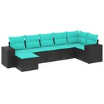 vidaXL Salon de jardin 7 Pièces avec coussins noir résine tressée