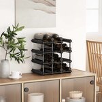 vidaXL Casier à bouteilles pour 12 bouteilles Noir Bois de pin solide
