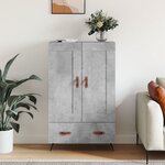 vidaXL Buffet haut gris béton 69 5x31x115 cm bois d'ingénierie