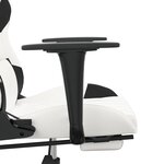vidaXL Chaise de jeu avec repose-pied Blanc et noir Similicuir